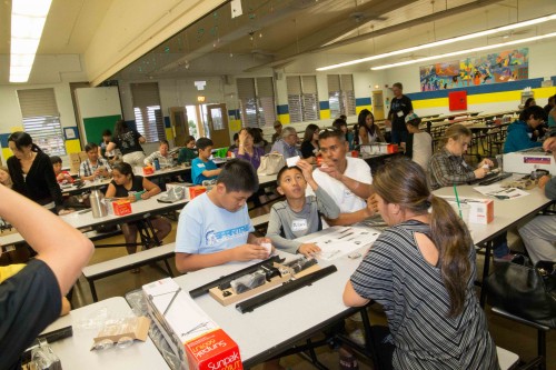 Students from Intermediate Schools in the Hilo-Waiākea district and their families built Galileoscopes in a workshop put on by NOAOʻs Robert Sparks.