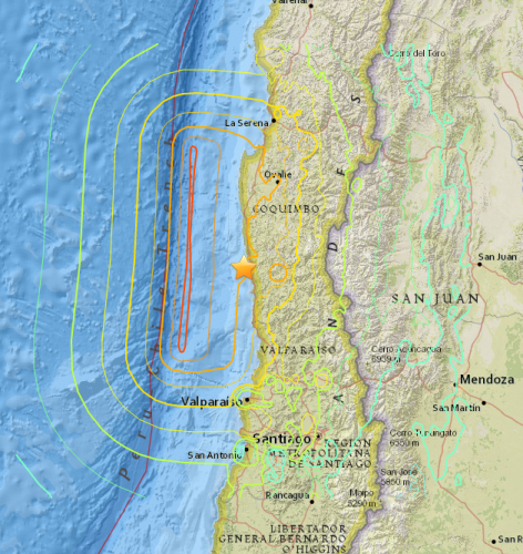 This image shows the epicenter of the earthquake. Image courtesy of US Geological Survey (USGS).