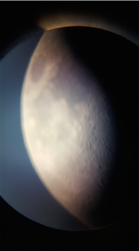 One of the NOAO telescopes was pointed at the moon. This picture was taken with an eyepiece attachment that was fitted on my cellphone and hooked up to the telescope!