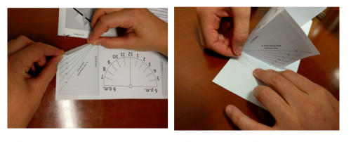 Once you tape the triangles down, you set the sundial surface parallel to the celestial equator. The celestial equator is a projection of the earths equator onto the sky.