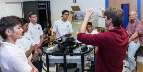Kamehameha School Students "Shadow" Matt Rippa in the M2 Lab