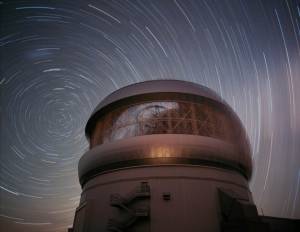 Gemini South with star-trails of the South Celestial Pole overhead