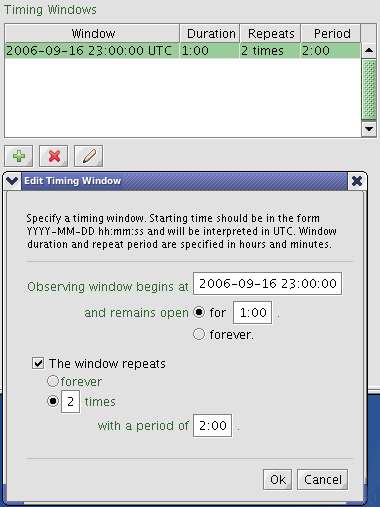 Time constraint window