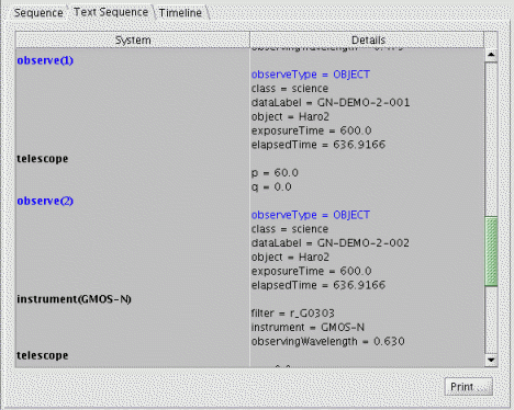 Text list of the sequence.