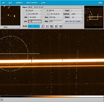 A binary source with 0.4 arcsecond
separation and about 3 magnitudes flux difference between primary and
secondary.